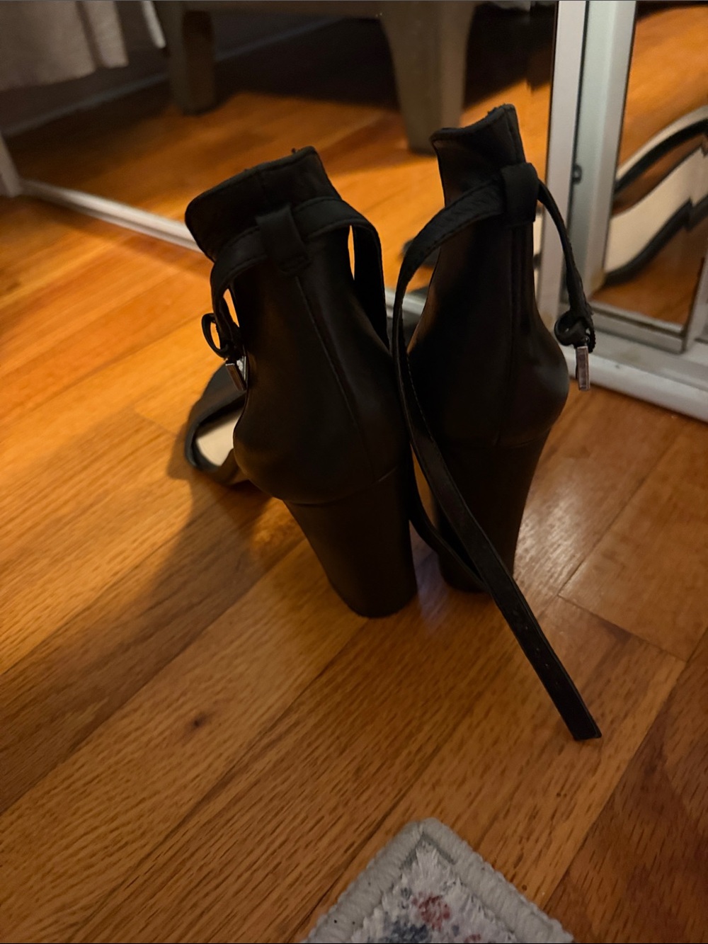 Vince Camuto Black Open-Toe Ankle-Strap Block Heels - Picture 2 of 3